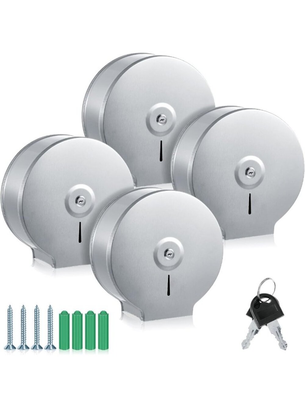 4 Pcs Stainless Steel Jumbo Toilet Paper Holders - Wall Mount Dispenser for Home